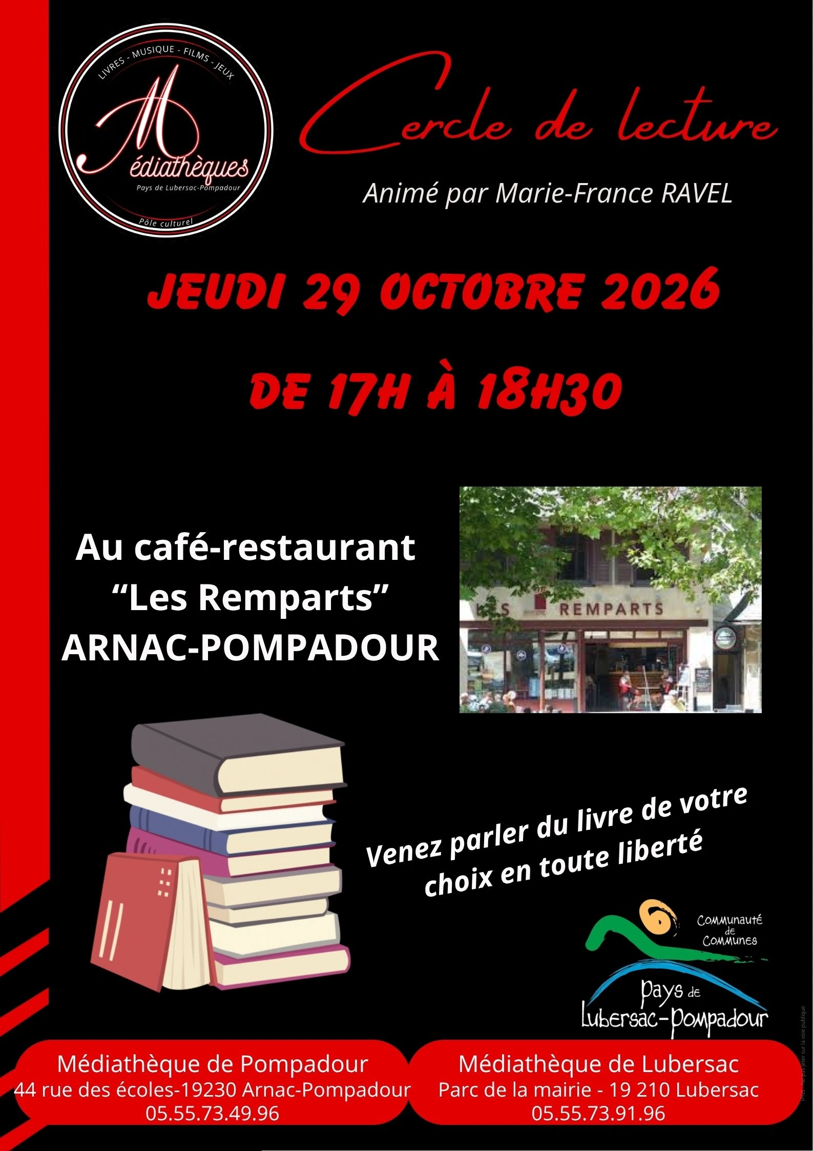 Cercle de lecture à la brasserie Les Remparts