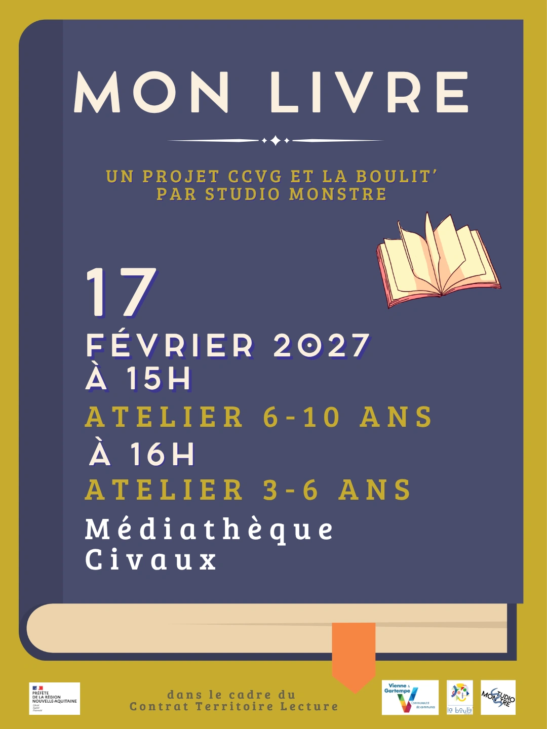 Mon livre : un parcours entre ateliers et spectacle pour les 3-10 ans