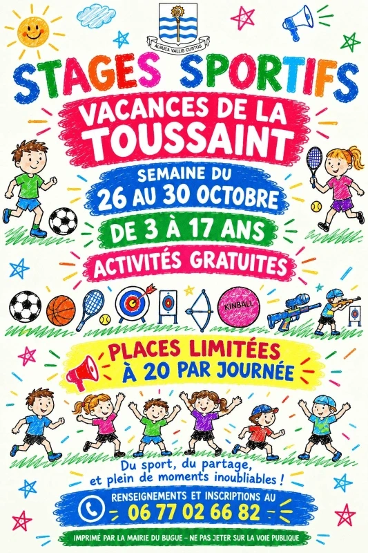 Stages sportifs vacances de la Toussaint - De 3 à 17 ans
