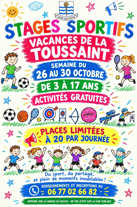 Stages sportifs vacances de la Toussaint - De 3 à 17 ans