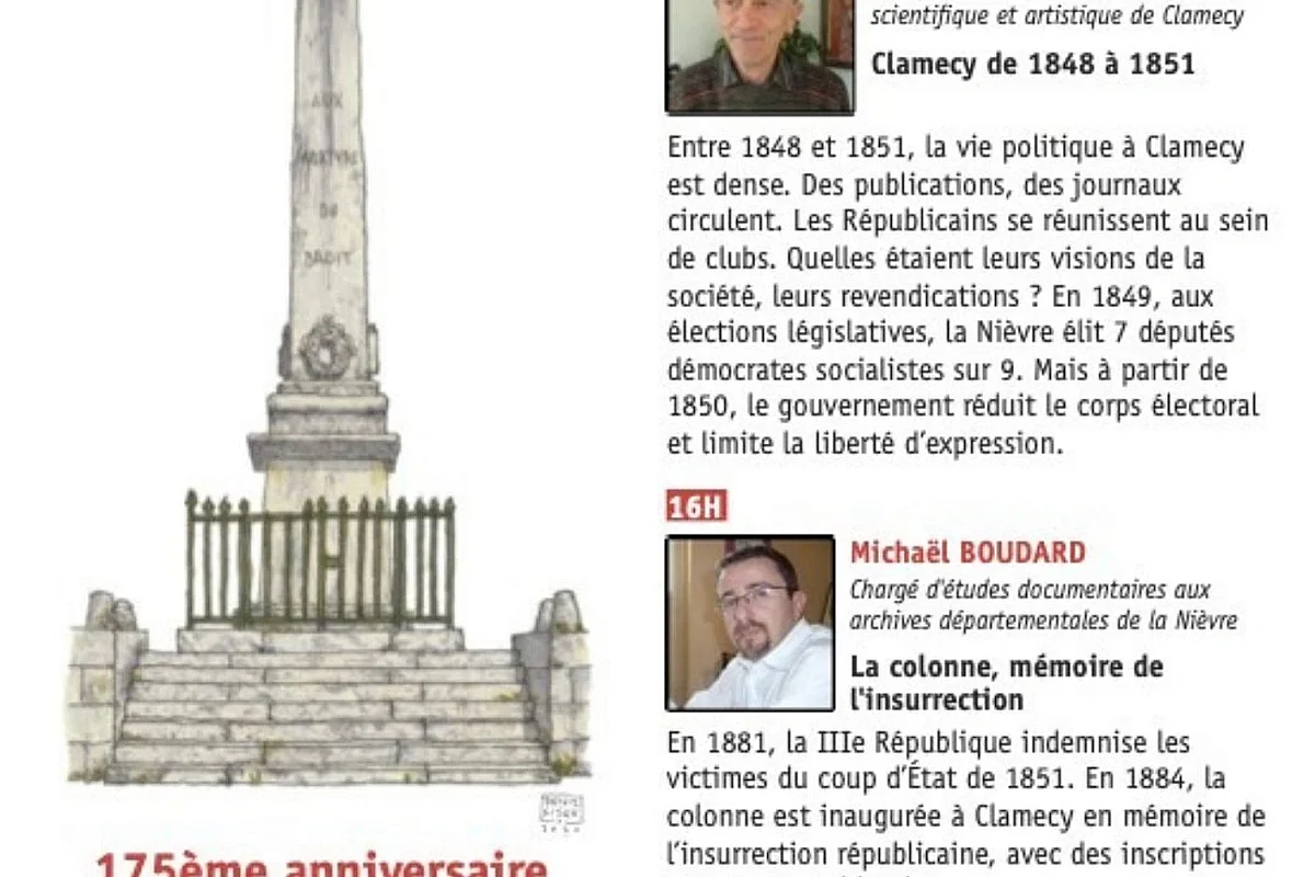 Conférences "Clamecy de 1848 à1851" et "La colonne, mémoire de l'insurrection"