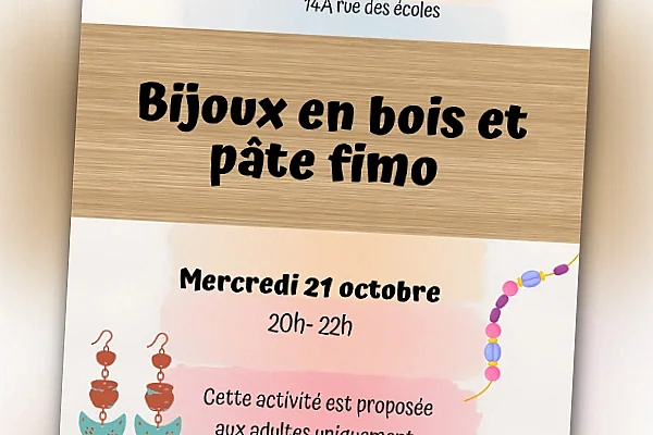Atelier bijoux en bois et pâte fimo