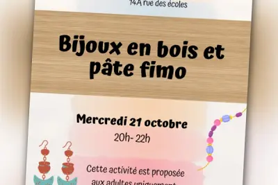 Atelier bijoux en bois et pâte fimo