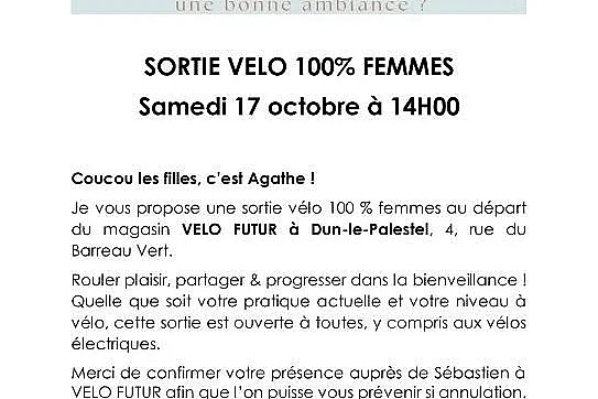 Sortie vélo 100% femme