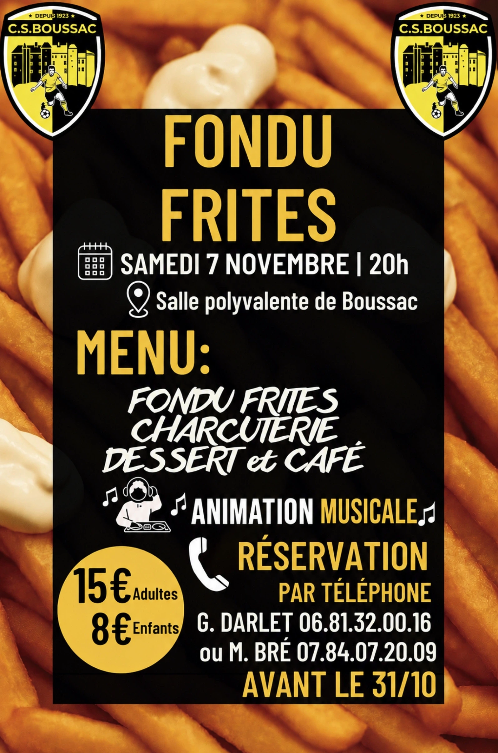 Repas fondu frites
