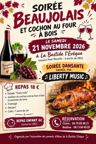 Soirée beaujolais et cochon au feu de bois à La Bastide l'Evêque