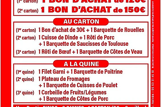 Loto de l'amicale des Sapeurs-Pompiers