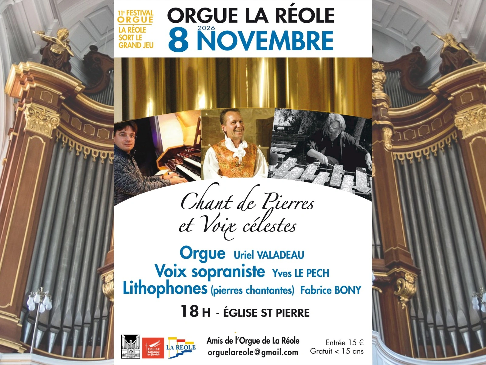 Concert "Chants de pierre et voix célestes"  lithophone, voix, orgue