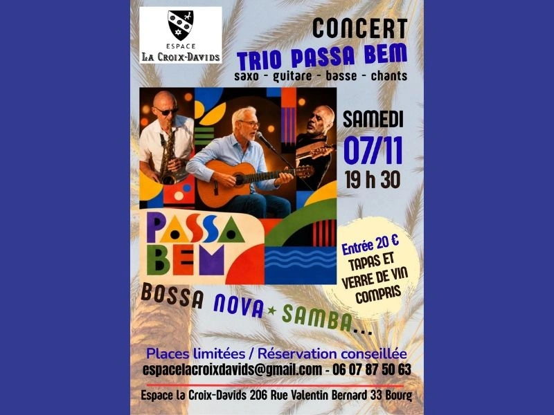 Concert Trio Passa Bem à l'Espace La Croix-Davids
