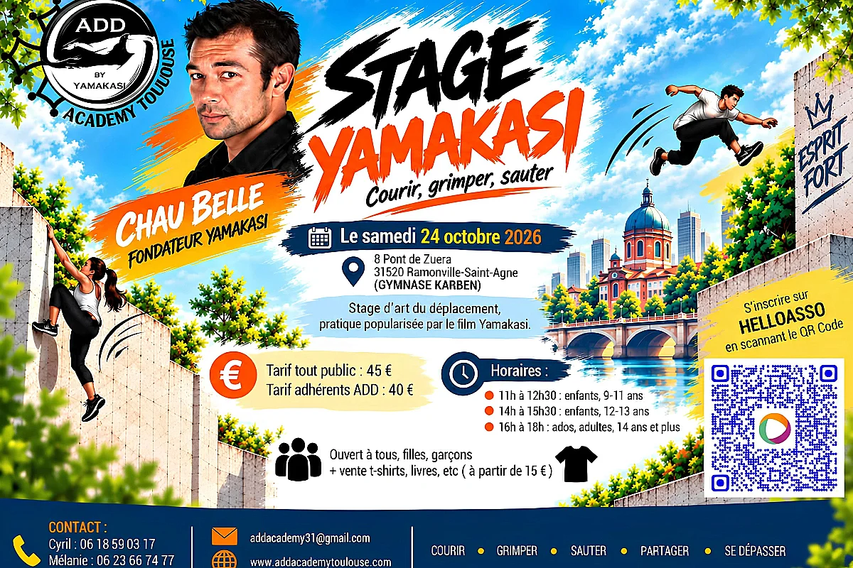 STAGE ART DU DÉPLACEMENT (YAMAKASI) AVEC UN DES ACTEURS ET FONDATEURS YAMAKASI À PARTIR DE 9 ANS