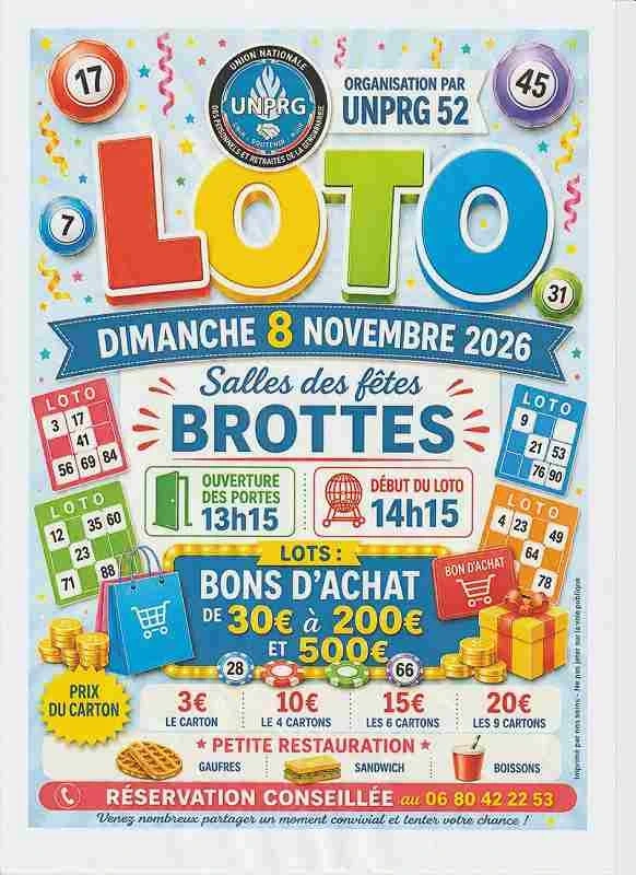 Loto à la salle des fêtes de Brottes