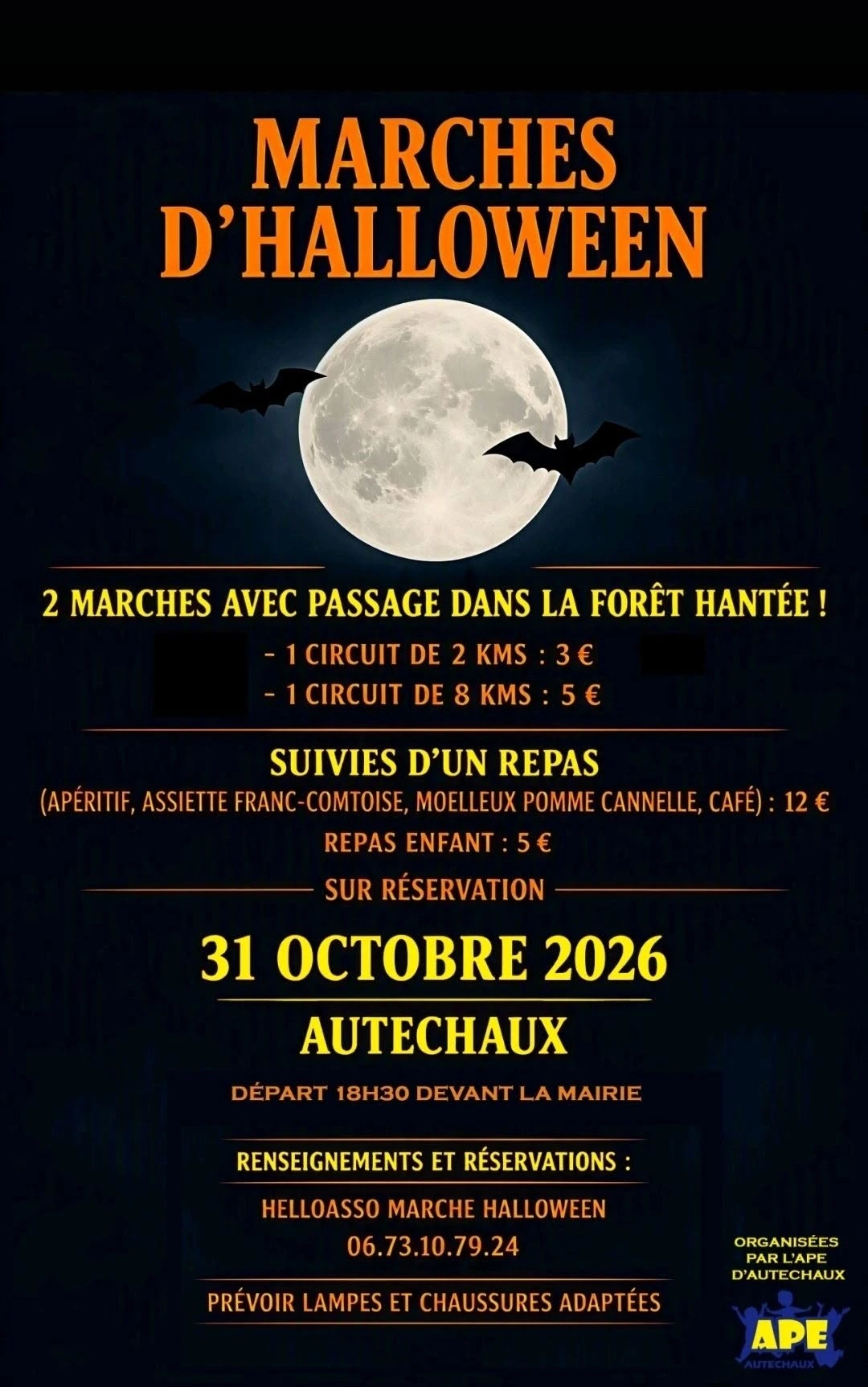 Halloween : Marche nocturne avec passage dans la forêt hantée
