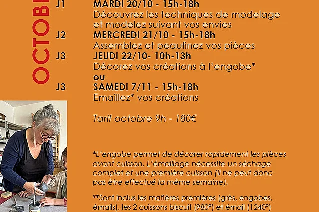Atelier céramique d'octobre avec Véronique Vaude