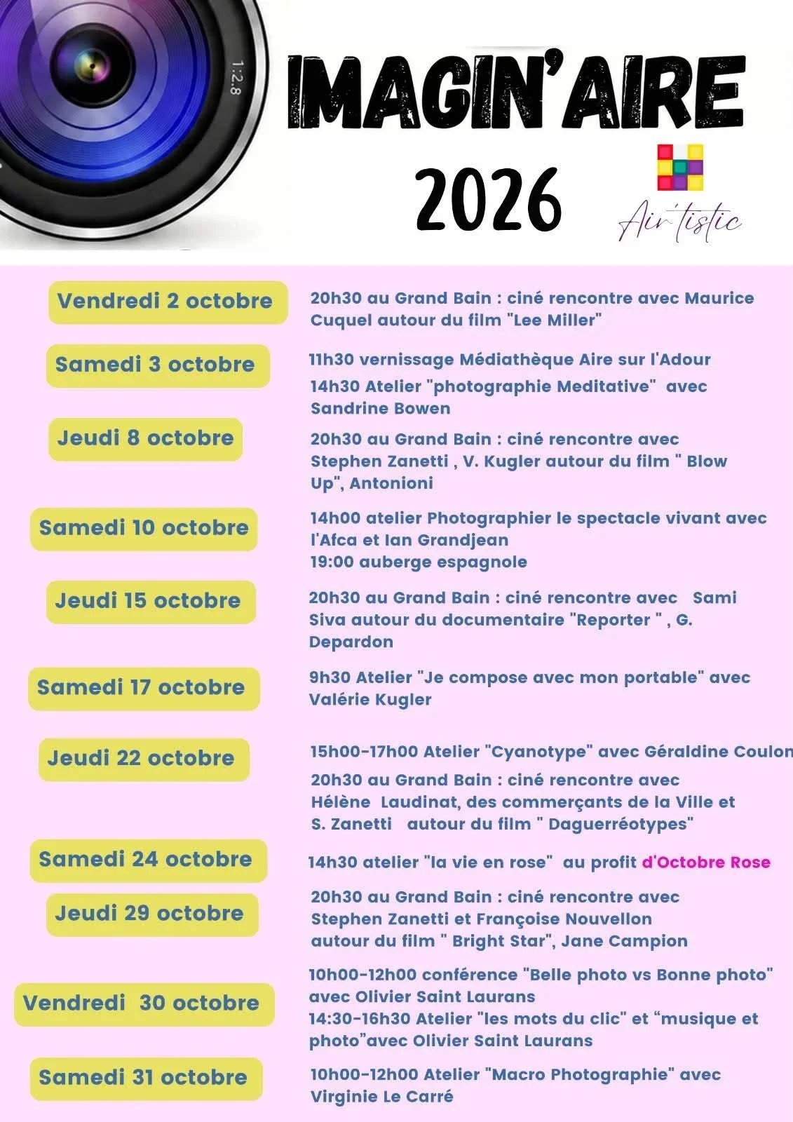Festival Imagin'Aire : conférence et ateliers photo