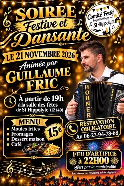 Soirée dansante "moules frites" animée par Guillaume Fric