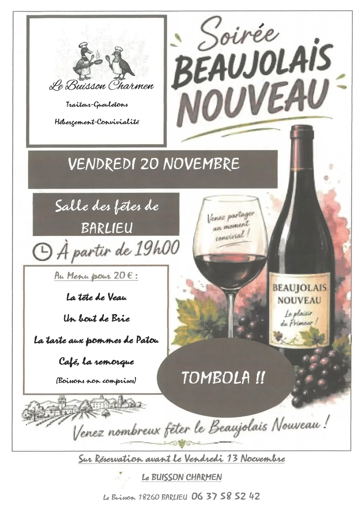 Soirée BEAUJOLAIS NOUVEAU